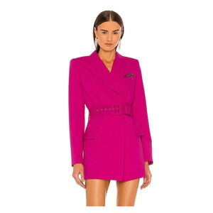 DUNDAS x Revolve Joni Blazer Pink Padded Shoulders Belted Academia Size XXS